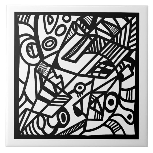 Pattern black and white タイル (正面)