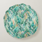 Pattern Boho Bananas Leaves ラウンドクッション (裏面)