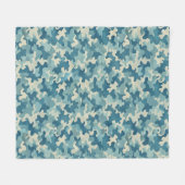 Pattern Camouflage Blue フリースブランケット (正面(横))