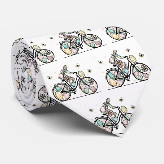 Pattern Easter Bicycle Design ネクタイ (ロール)