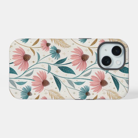 Pattern Echineceas Glitter iPhone 15ケース (裏面横)