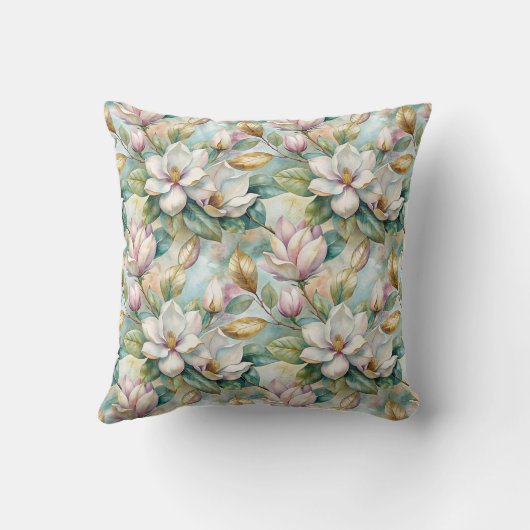 Pattern Elegant Magnolia Flowers クッション (裏面)