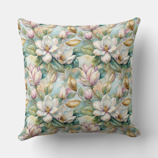 Pattern Elegant Magnolia Flowers クッション (裏面)