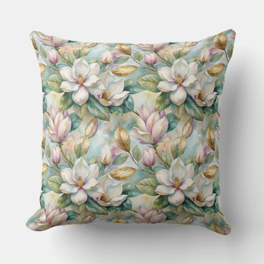 Pattern Elegant Magnolia Flowers クッション (正面)