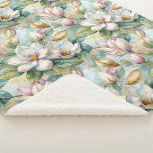 Pattern Elegant Magnolia Flowers シェルパブランケット (3/4)
