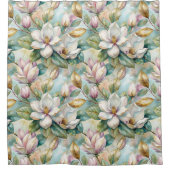 Pattern Elegant Magnolia Flowers シャワーカーテン (正面)