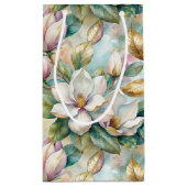 Pattern Elegant Magnolia Flowers スモールペーパーバッグ (裏面)