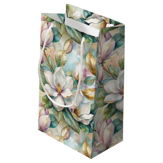 Pattern Elegant Magnolia Flowers スモールペーパーバッグ (裏面アングル)