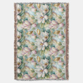 Pattern Elegant Magnolia Flowers スローブランケット (正面縦)