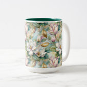 Pattern Elegant Magnolia Flowers ツートーンマグカップ (正面右)