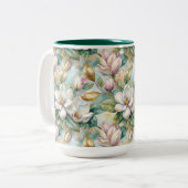 Pattern Elegant Magnolia Flowers ツートーンマグカップ (正面左)