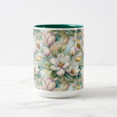 Pattern Elegant Magnolia Flowers ツートーンマグカップ (中央)
