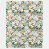 Pattern Elegant Magnolia Flowers フリースブランケット (正面)