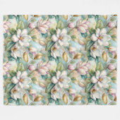 Pattern Elegant Magnolia Flowers フリースブランケット (正面(横))