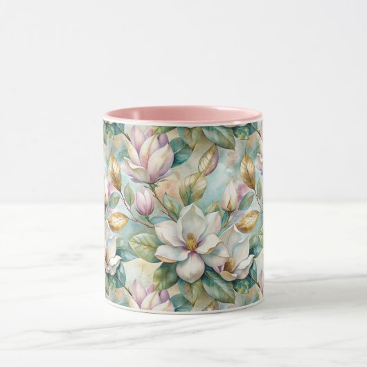 Pattern Elegant Magnolia Flowers マグカップ (中央)