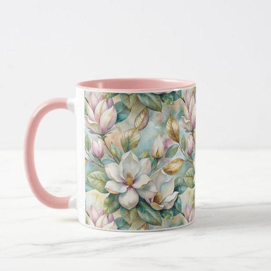Pattern Elegant Magnolia Flowers マグカップ (左)