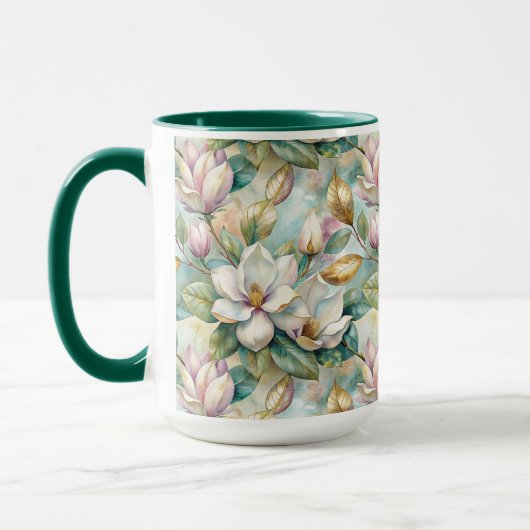 Pattern Elegant Magnolia Flowers マグカップ (左)