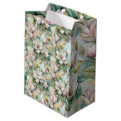 Pattern Elegant Magnolia Flowers ミディアムペーパーバッグ (裏面アングル)