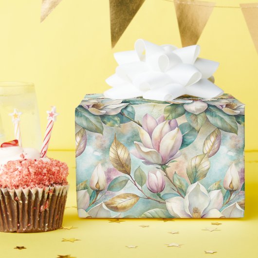 Pattern Elegant Magnolia Flowers ラッピングペーパー (誕生日パーティー)