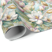 Pattern Elegant Magnolia Flowers ラッピングペーパー (ロールコーナー)