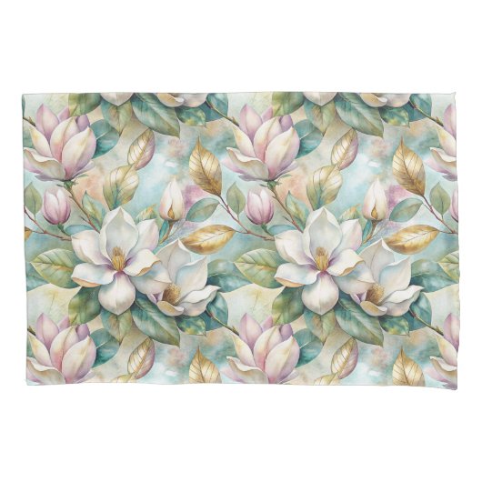 Pattern Elegant Magnolia Flowers 枕カバー (正面左)