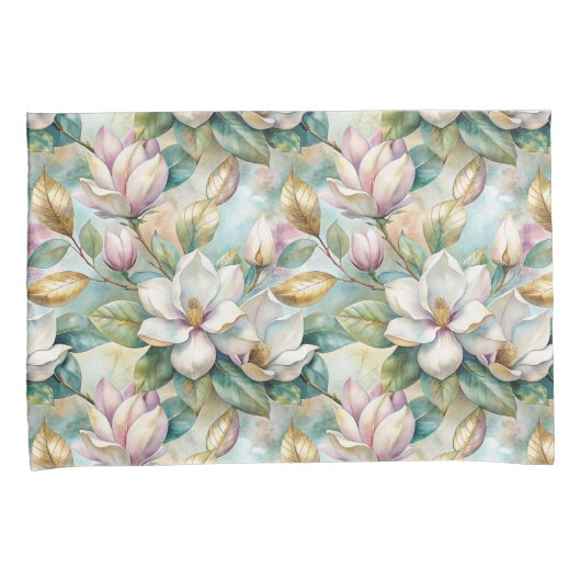 Pattern Elegant Magnolia Flowers 枕カバー (正面右)