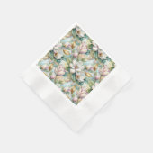 Pattern Elegant Magnolia Flowers 縁ありカクテルナプキン (角)