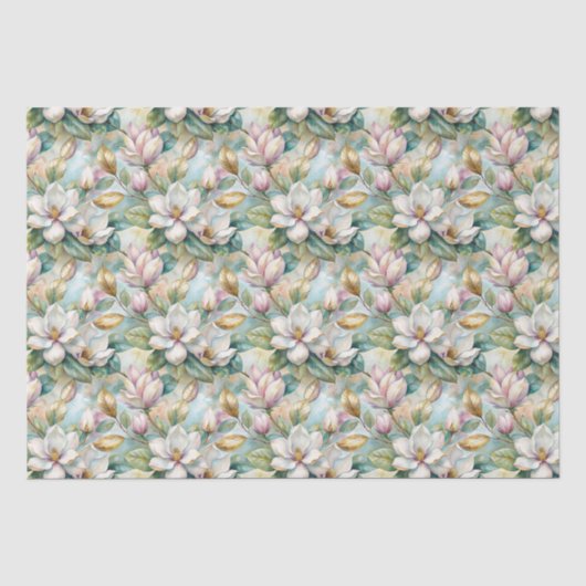 Pattern Elegant Magnolia Flowers 薄葉紙 (正面)