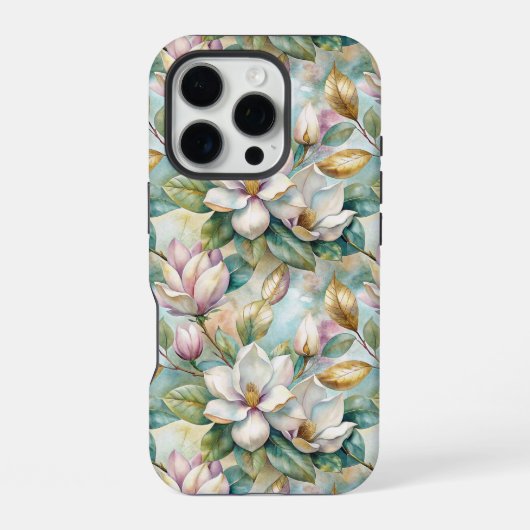 Pattern Elegant Magnolia Flowers iPhoneケース (裏面)