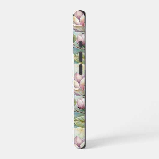 Pattern Elegant Magnolia Flowers iPhoneケース (左側面)