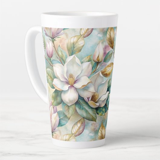 Pattern Elegant Magnolias カフェラテマグ (左アングル)