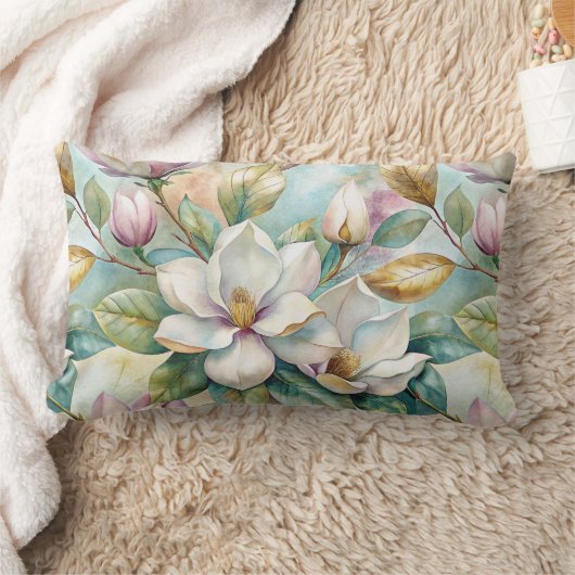 Pattern Elegant Magnolias ランバークッション (ブランケット)