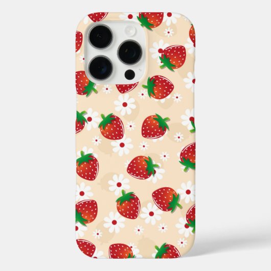 Pattern featuring strawberries and white flowers Case-Mate iPhoneケース (裏面)
