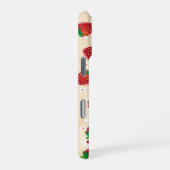 Pattern featuring strawberries and white flowers iPhoneケース (右側面)