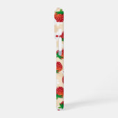 Pattern featuring strawberries and white flowers iPhoneケース (左側面)
