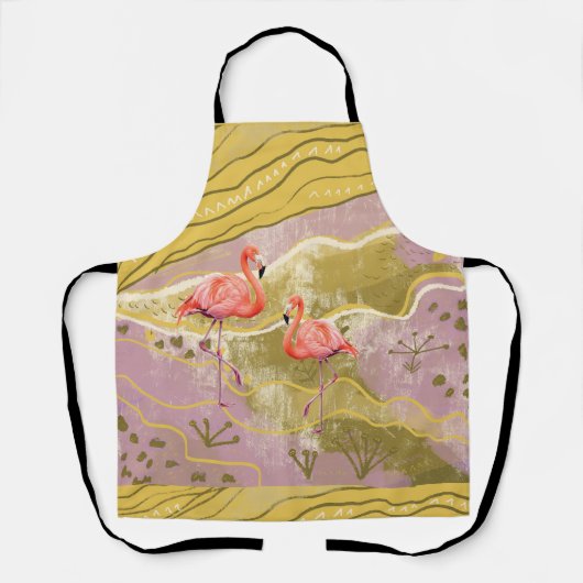 pattern flamingo doormat エプロン (正面)