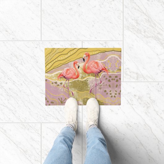 pattern flamingo doormat ドアマット (室内)
