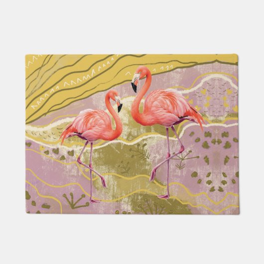 pattern flamingo doormat ドアマット (正面)