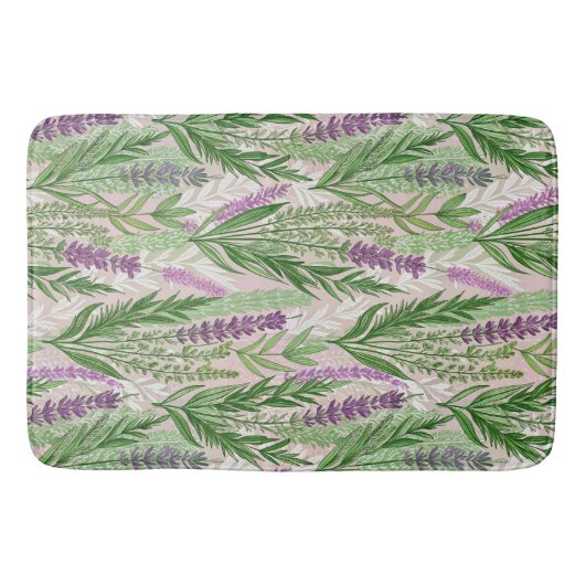 Pattern Fresh Lavender Flowers バスマット (正面)