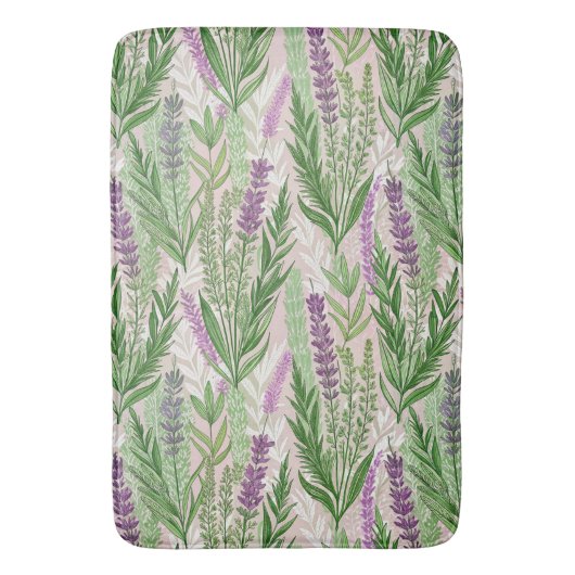 Pattern Fresh Lavender Flowers バスマット (正面縦)
