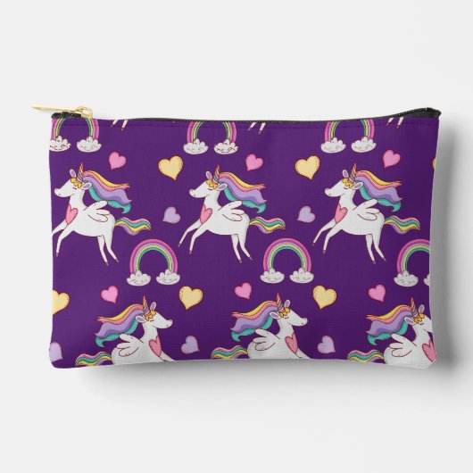 Pattern Funny Unicorn Magic Horse Cute アクセサリーポーチ (正面)
