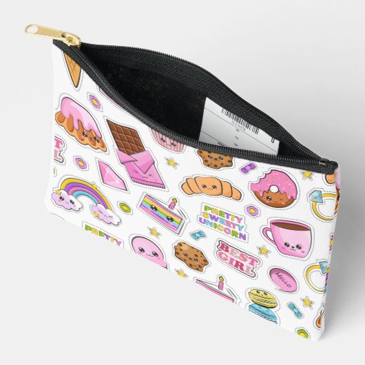 Pattern Funny Unicorn Magic Rainbow Cute      アクセサリーポーチ (見開き)