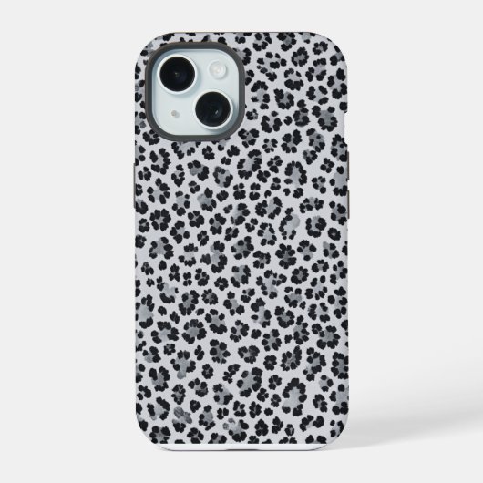 Pattern Gray Leopard Print iPhone 15ケース (裏面)