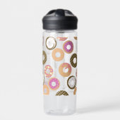 Pattern Heart Donuts Valentines Pink Water Bottle ウォーターボトル (正面)