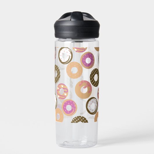 Pattern Heart Donuts Valentines Pink Water Bottle ウォーターボトル (正面)