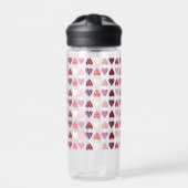 Pattern Heart Valentines Pink Water Bottle ウォーターボトル (正面)
