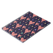 Pattern Hearts Colorful Girly Modern Cute    ノートブック (左側)