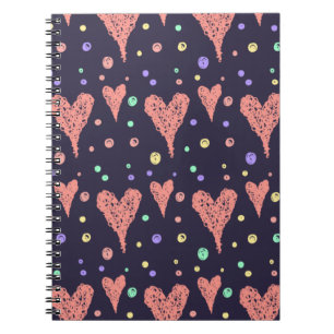Pattern Hearts Colorful Girly Modern Cute ノートブック