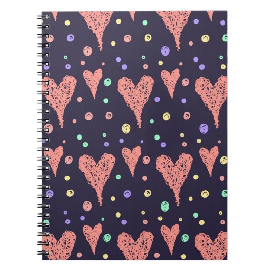 Pattern Hearts Colorful Girly Modern Cute    ノートブック (正面)