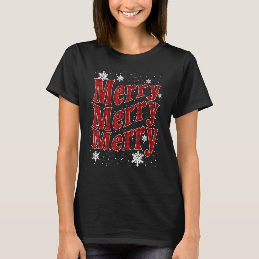 Pattern Letter Merry Christmas Xmas Tシャツ (正面)